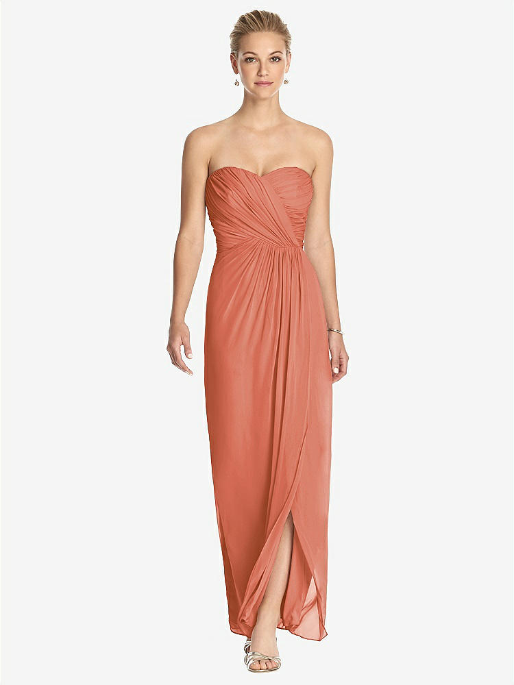 【STYLE: TH034】Strapless Draped Chiffon Maxi Dress - Lila【COLOR: Terracotta Copper】