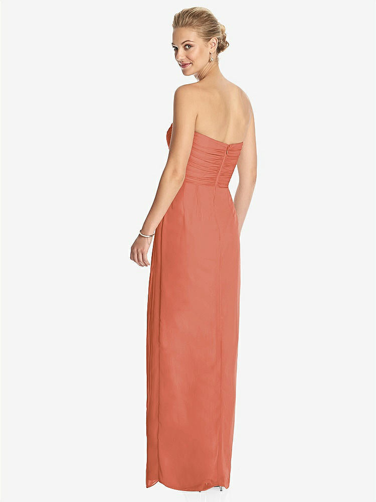 【STYLE: TH034】Strapless Draped Chiffon Maxi Dress - Lila【COLOR: Terracotta Copper】