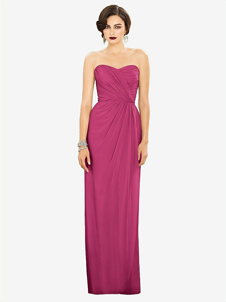 【STYLE: TH034】Strapless Draped Chiffon Maxi Dress - Lila【COLOR: Tea Rose】