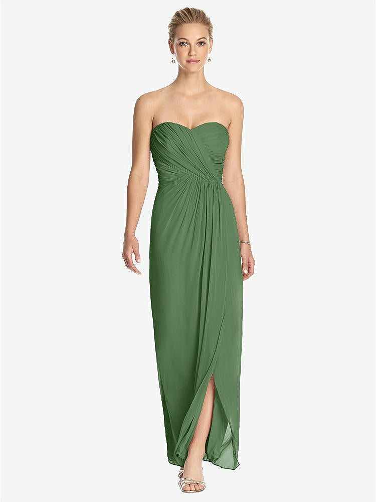 【STYLE: TH034】Strapless Draped Chiffon Maxi Dress - Lila【COLOR: Vineyard Green】