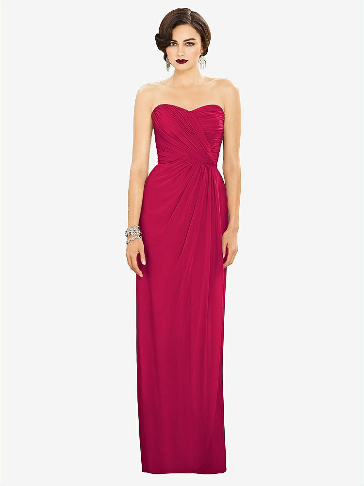 【STYLE: TH034】Strapless Draped Chiffon Maxi Dress - Lila【COLOR: Vivid Pink】