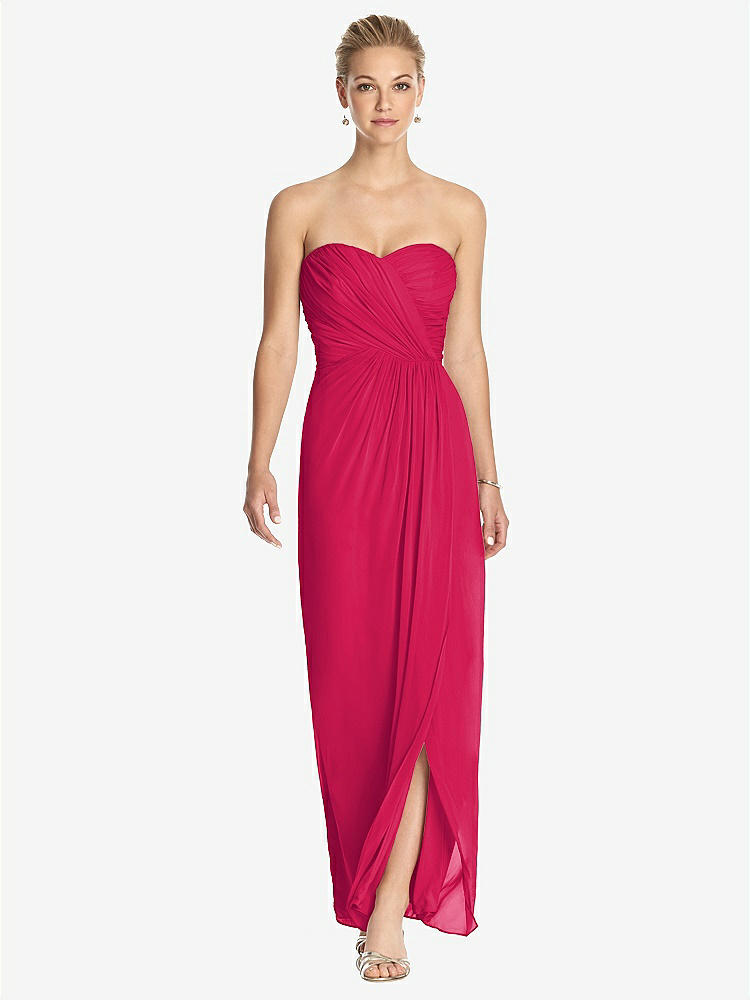 【STYLE: TH034】Strapless Draped Chiffon Maxi Dress - Lila【COLOR: Vivid Pink】