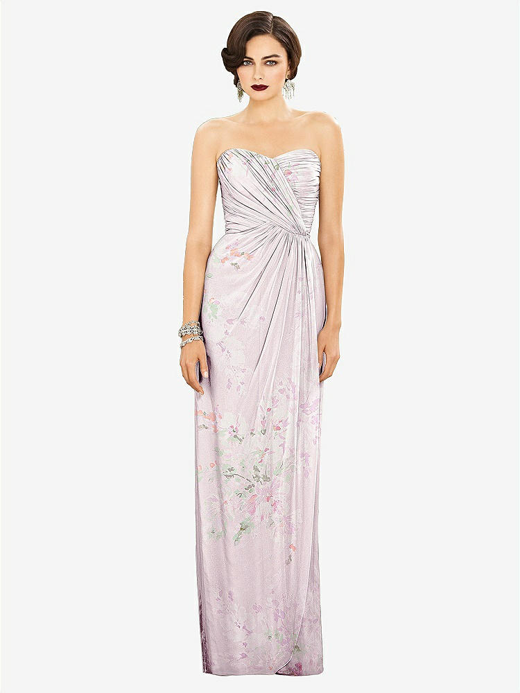 【STYLE: TH034】Strapless Draped Chiffon Maxi Dress - Lila【COLOR: Watercolor Print】