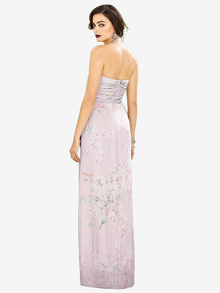【STYLE: TH034】Strapless Draped Chiffon Maxi Dress - Lila【COLOR: Watercolor Print】