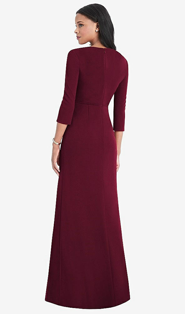 【NEW】【STYLE: TH037】3/4 スリーブ Vバック ドレープ ラップ マキシ ドレス - ヤラ【COLOR: Cabernet】【SIZE: 00-30W】