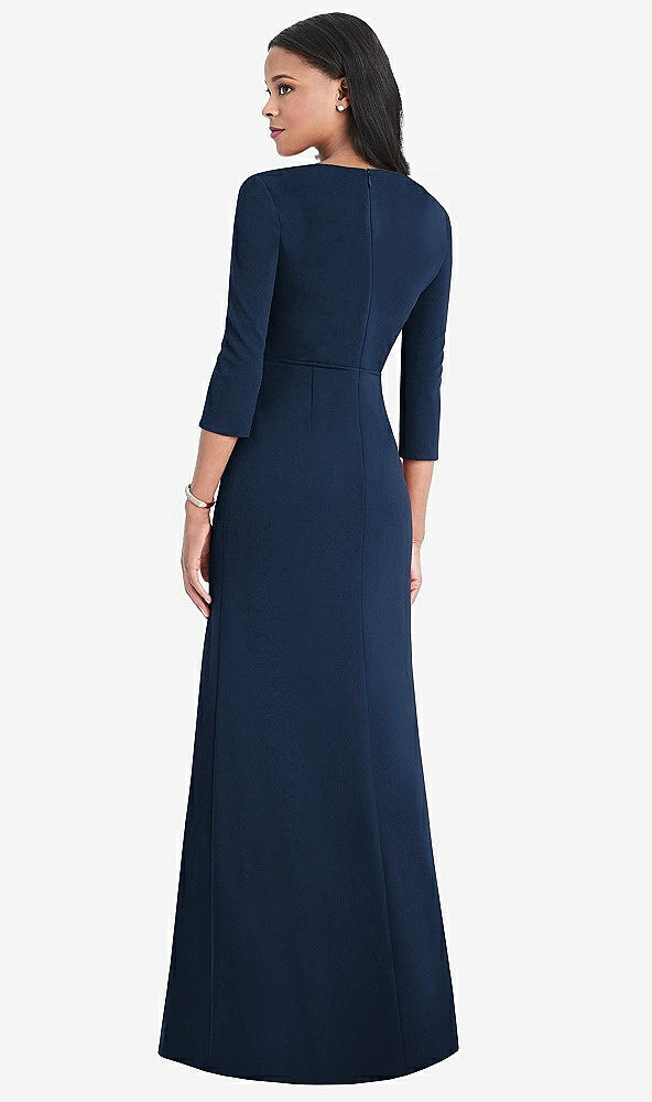 【STYLE: TH037】3/4 Sleeve V-Back Draped Wrap Maxi Dress - Yara【COLOR: Midnight Navy】