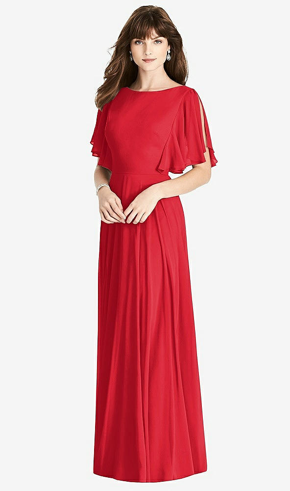 【NEW】【STYLE: TH038】スプリット スリーブ バックレス マキシ ドレス - リラ【COLOR: Parisian Red】【SIZE: 00-30W】