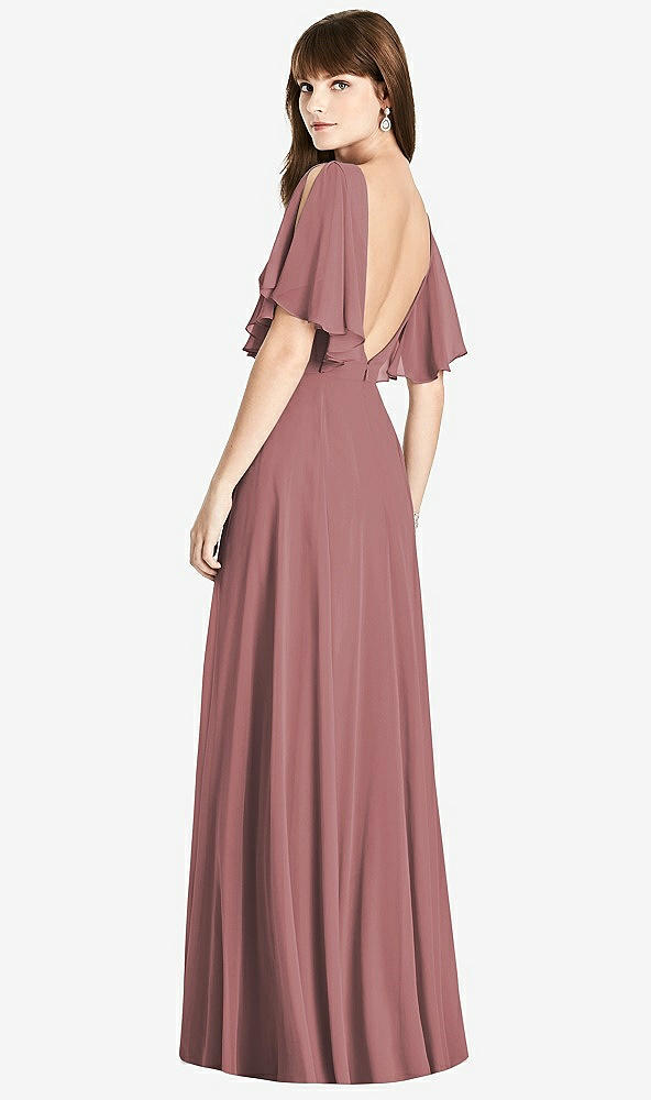 【STYLE: TH038】Split Sleeve Backless Maxi Dress - Lila【COLOR: Rosewood】