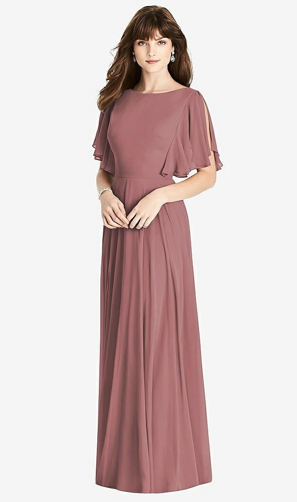 【STYLE: TH038】Split Sleeve Backless Maxi Dress - Lila【COLOR: Rosewood】