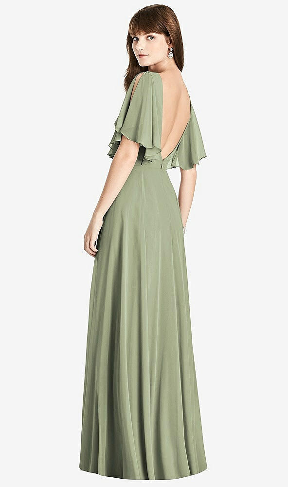 【STYLE: TH038】Split Sleeve Backless Maxi Dress - Lila【COLOR: Sage】