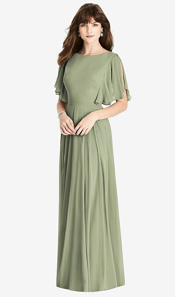 【STYLE: TH038】Split Sleeve Backless Maxi Dress - Lila【COLOR: Sage】