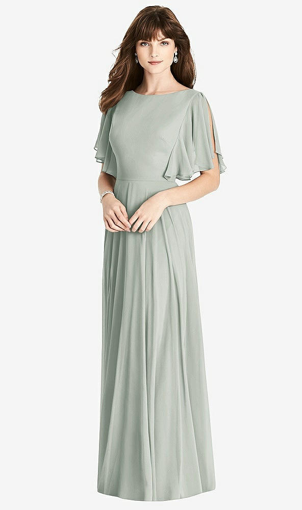 【STYLE: TH038】Split Sleeve Backless Maxi Dress - Lila【COLOR: Willow Green】
