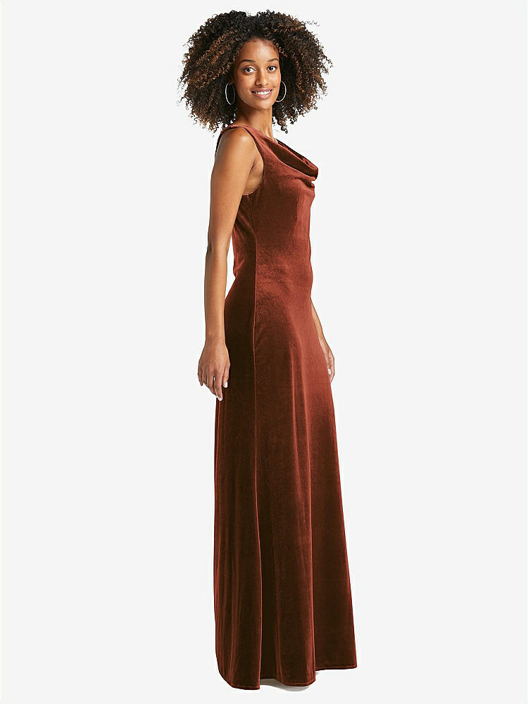 【STYLE: LB017】Cowl-Neck Velvet Maxi Tank Dress - Priya【COLOR: Auburn Moon】