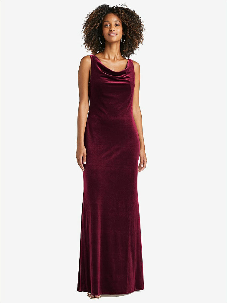 【STYLE: LB017】Cowl-Neck Velvet Maxi Tank Dress - Priya【COLOR: Cabernet】