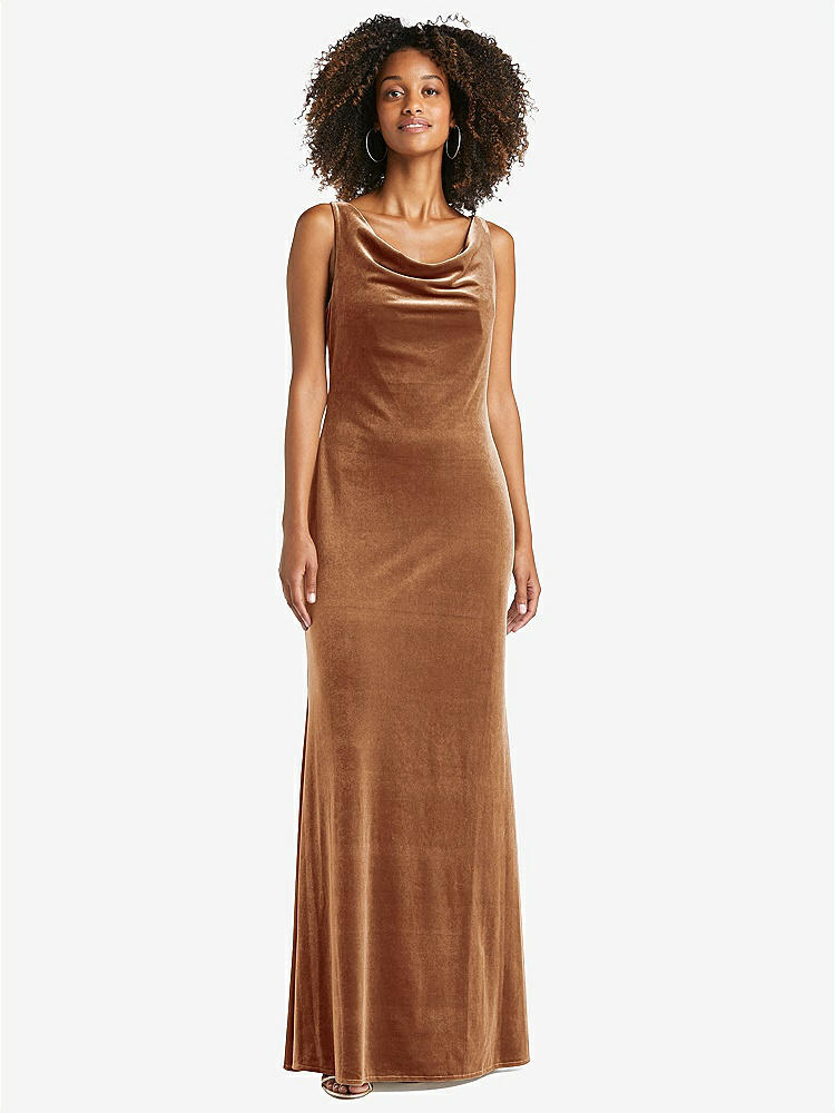 【STYLE: LB017】Cowl-Neck Velvet Maxi Tank Dress - Priya【COLOR: Golden Almond】
