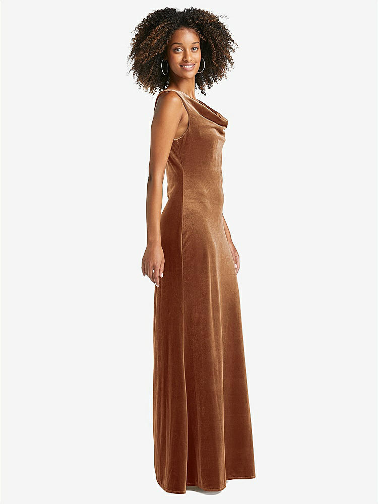 【STYLE: LB017】Cowl-Neck Velvet Maxi Tank Dress - Priya【COLOR: Golden Almond】