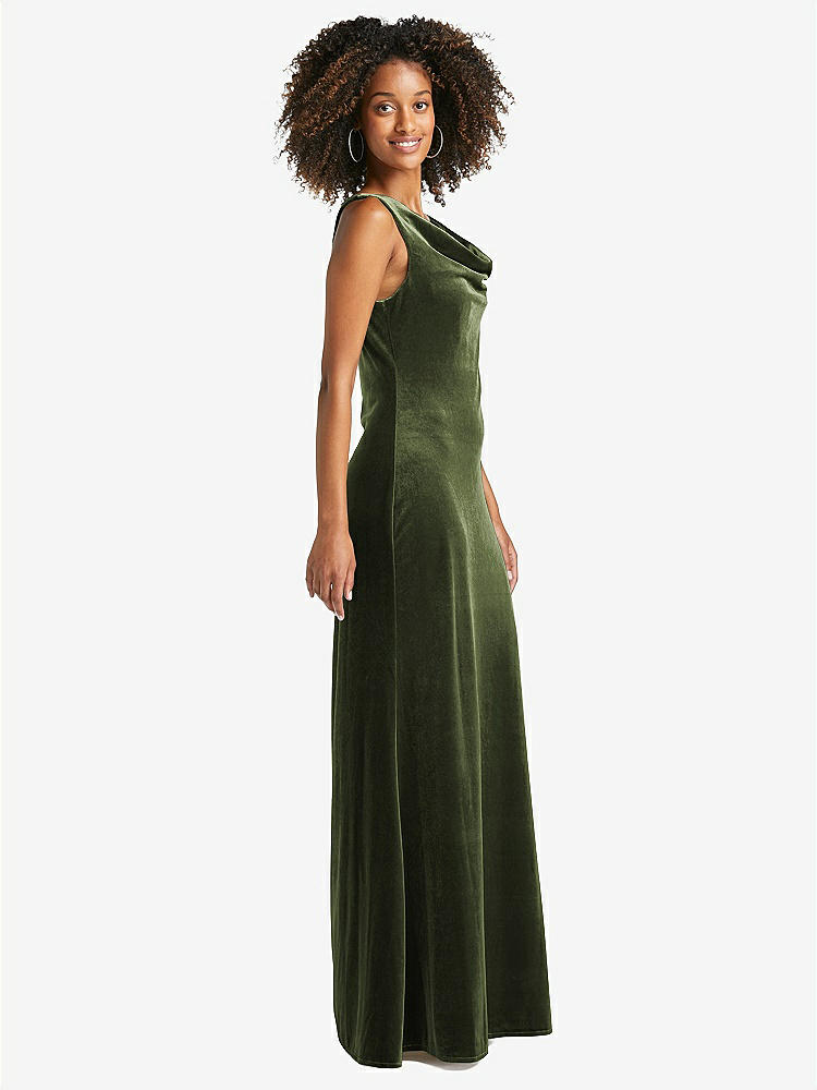 【STYLE: LB017】Cowl-Neck Velvet Maxi Tank Dress - Priya【COLOR: Olive Green】