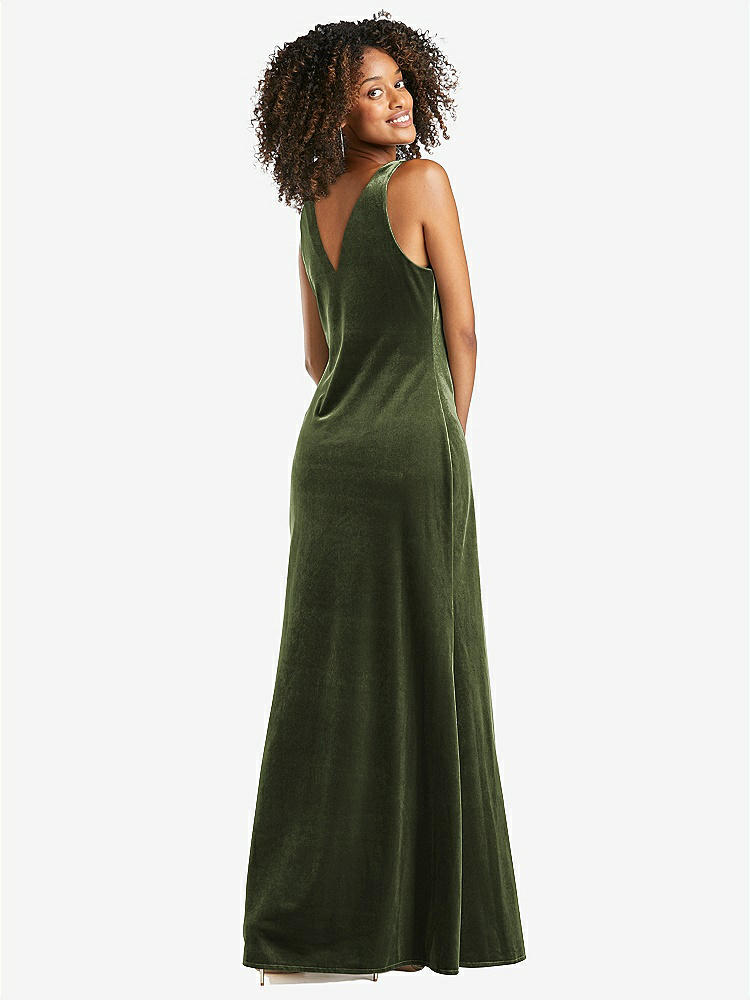 【STYLE: LB017】Cowl-Neck Velvet Maxi Tank Dress - Priya【COLOR: Olive Green】