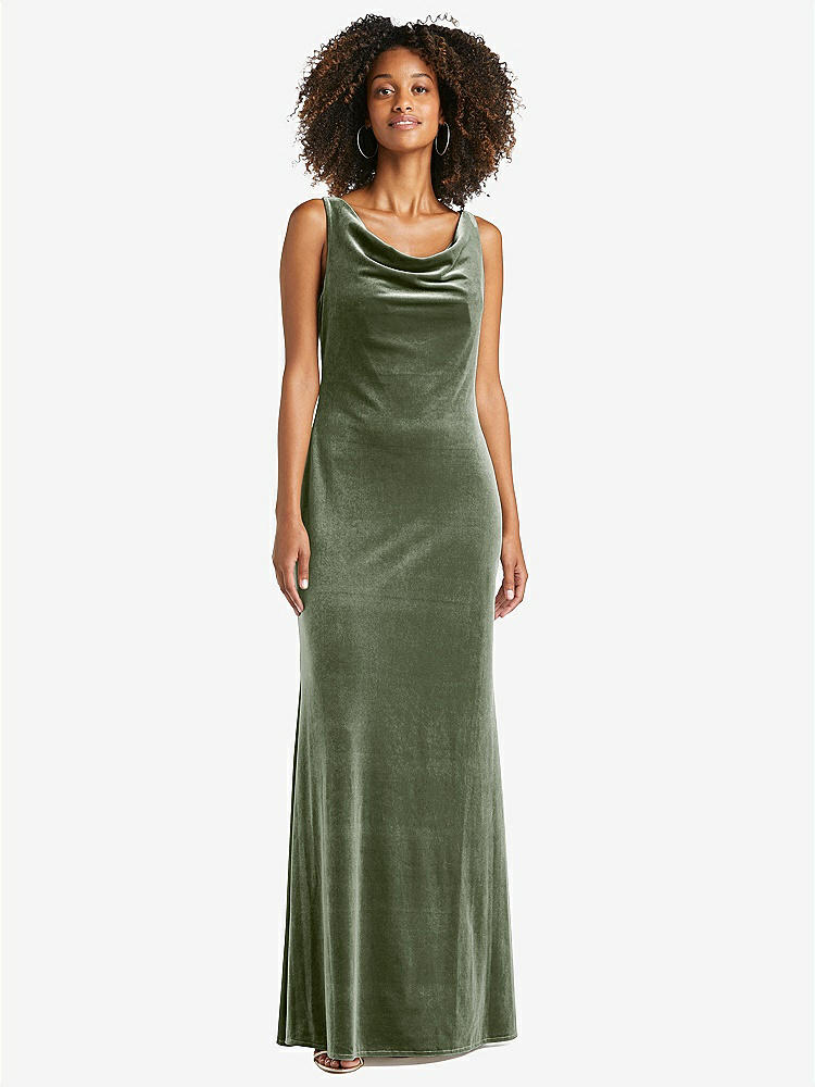 【STYLE: LB017】Cowl-Neck Velvet Maxi Tank Dress - Priya【COLOR: Sage】