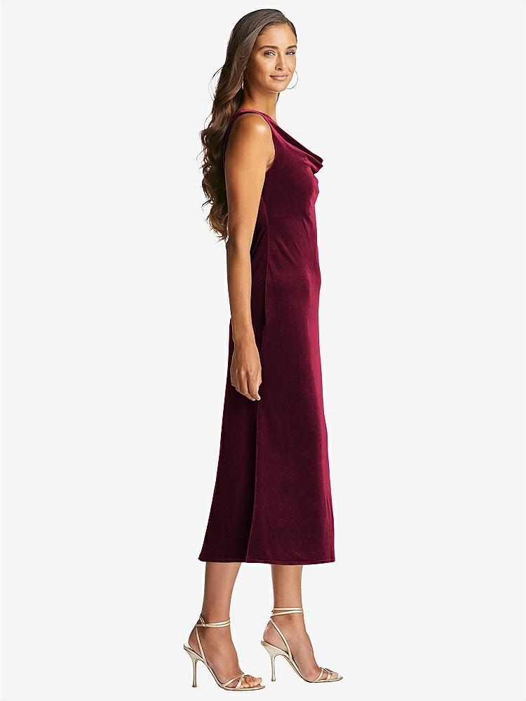 【STYLE: LB018】Cowl-Neck Velvet Midi Tank Dress - Rowan【COLOR: Cabernet】