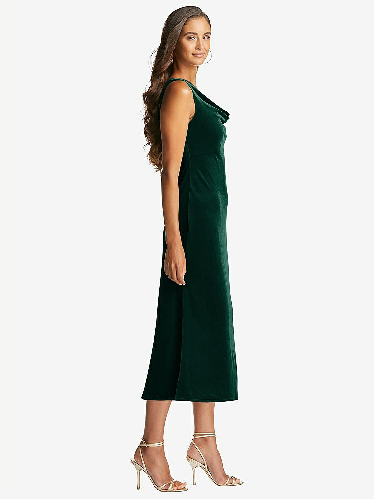 【STYLE: LB018】Cowl-Neck Velvet Midi Tank Dress - Rowan【COLOR: Evergreen】