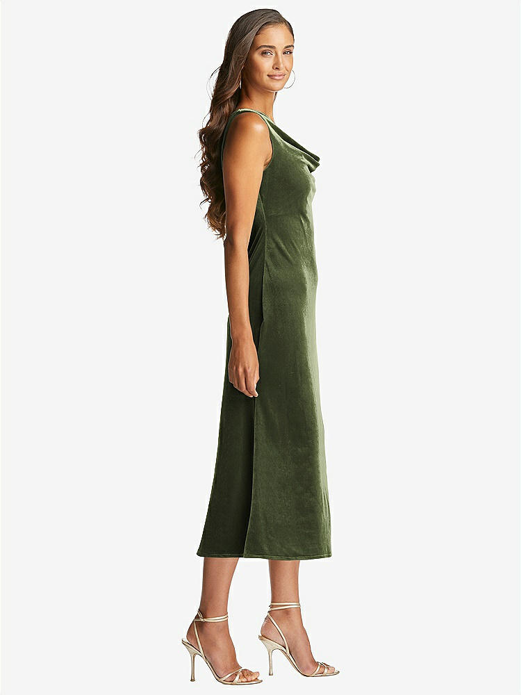 【STYLE: LB018】Cowl-Neck Velvet Midi Tank Dress - Rowan【COLOR: Olive Green】