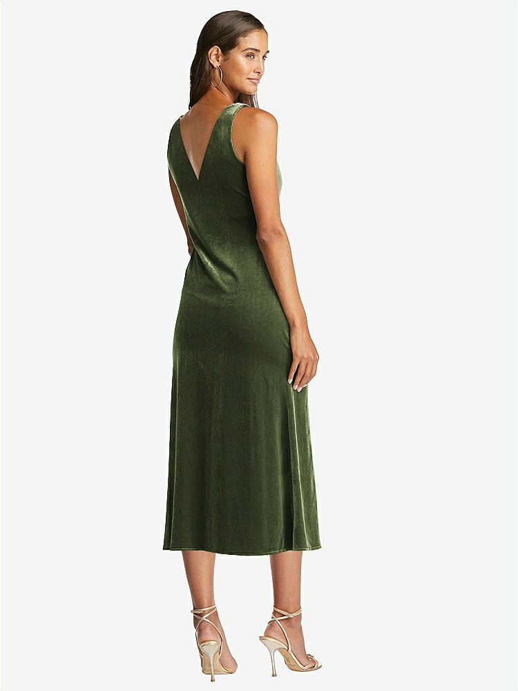 【STYLE: LB018】Cowl-Neck Velvet Midi Tank Dress - Rowan【COLOR: Olive Green】