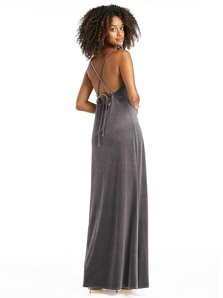 【NEW】【STYLE: LB019】カウルネック コンバーチブル ベルベット マキシ スリップ ドレス  -  スローン【COLOR: Caviar Gray】【SIZE: 00-30W】