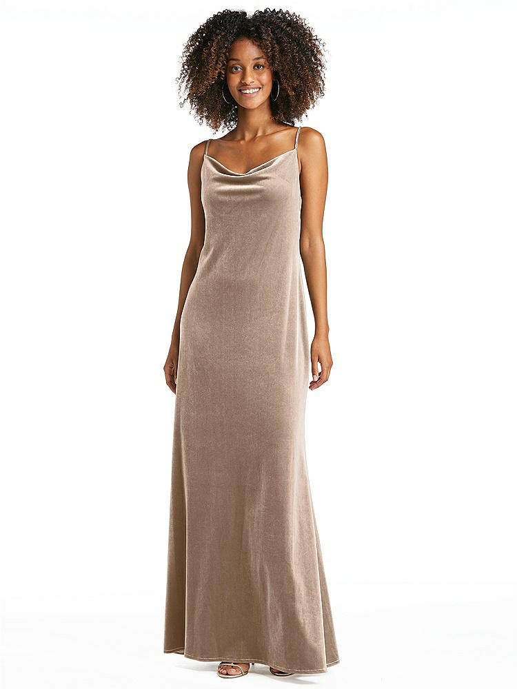 【STYLE: LB019】Cowl-Neck Convertible Velvet Maxi Slip Dress - Sloan【COLOR: Topaz】