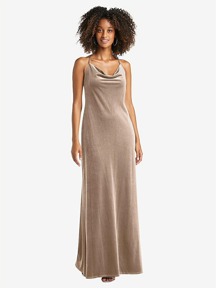 【STYLE: LB019】Cowl-Neck Convertible Velvet Maxi Slip Dress - Sloan【COLOR: Topaz】