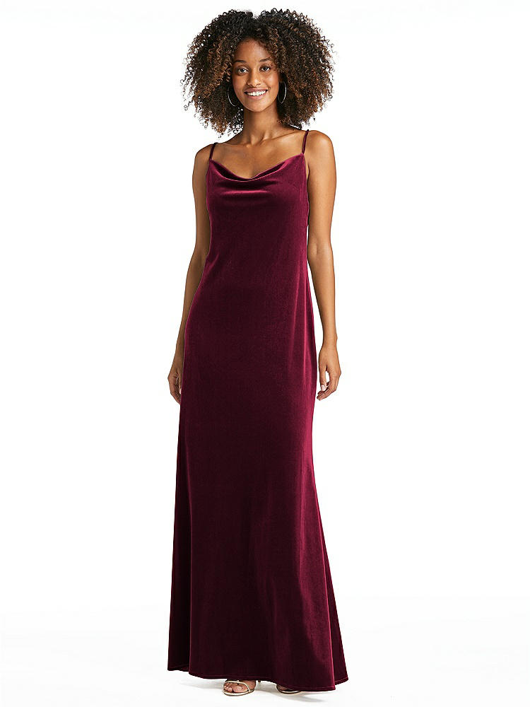 【STYLE: LB019】Cowl-Neck Convertible Velvet Maxi Slip Dress - Sloan【COLOR: Cabernet】