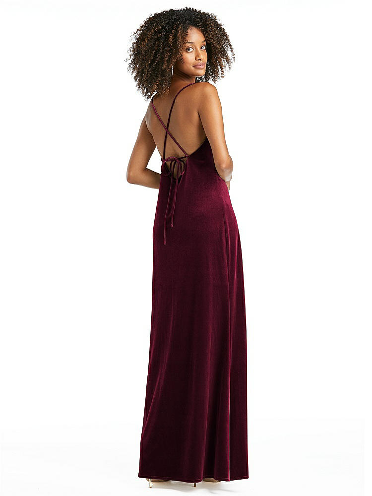 【STYLE: LB019】Cowl-Neck Convertible Velvet Maxi Slip Dress - Sloan【COLOR: Cabernet】