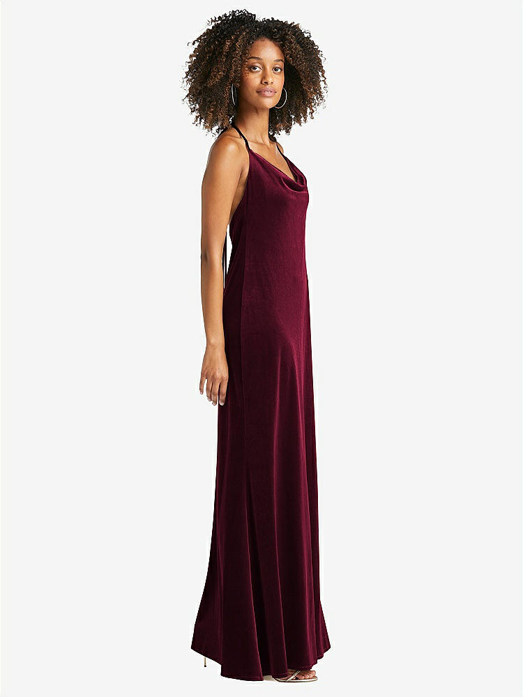 【STYLE: LB019】Cowl-Neck Convertible Velvet Maxi Slip Dress - Sloan【COLOR: Cabernet】