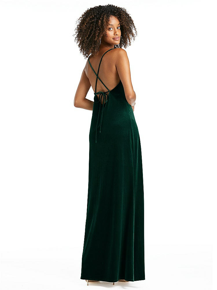 【STYLE: LB019】Cowl-Neck Convertible Velvet Maxi Slip Dress - Sloan【COLOR: Evergreen】