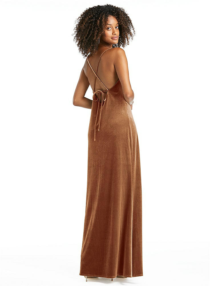 【STYLE: LB019】Cowl-Neck Convertible Velvet Maxi Slip Dress - Sloan【COLOR: Golden Almond】