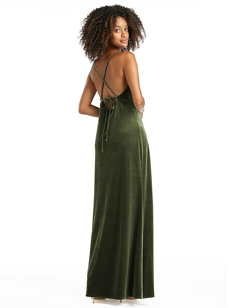 【STYLE: LB019】Cowl-Neck Convertible Velvet Maxi Slip Dress - Sloan【COLOR: Olive Green】