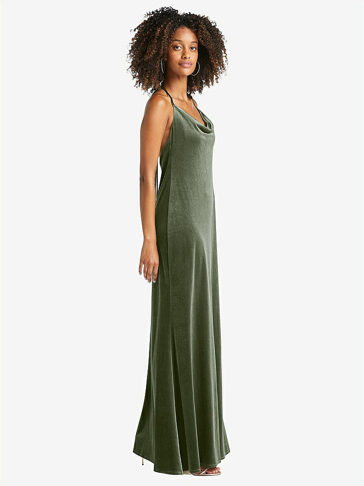 【STYLE: LB019】Cowl-Neck Convertible Velvet Maxi Slip Dress - Sloan【COLOR: Sage】