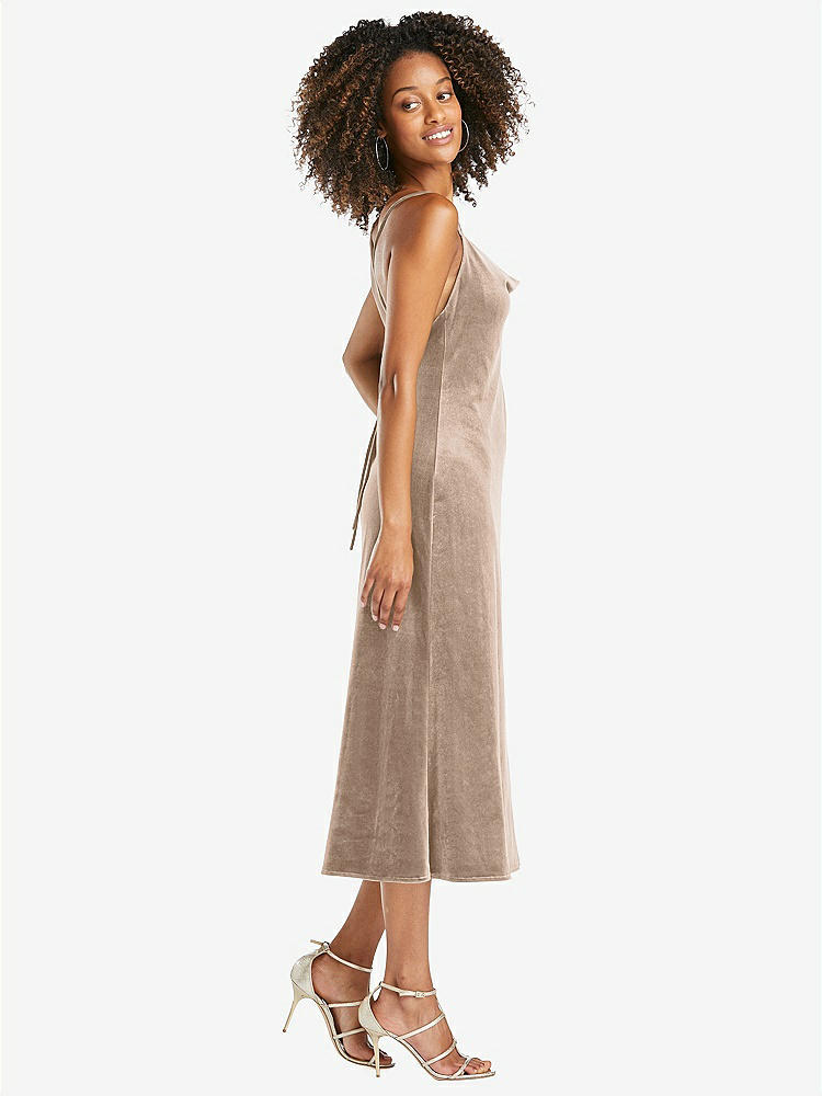 【STYLE: LB020】Cowl-Neck Convertible Velvet Midi Slip Dress - Isa【COLOR: Topaz】