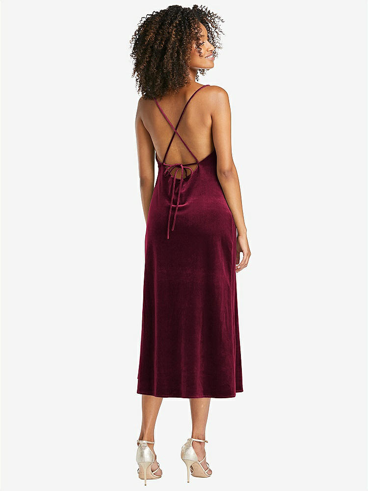 【STYLE: LB020】Cowl-Neck Convertible Velvet Midi Slip Dress - Isa【COLOR: Cabernet】