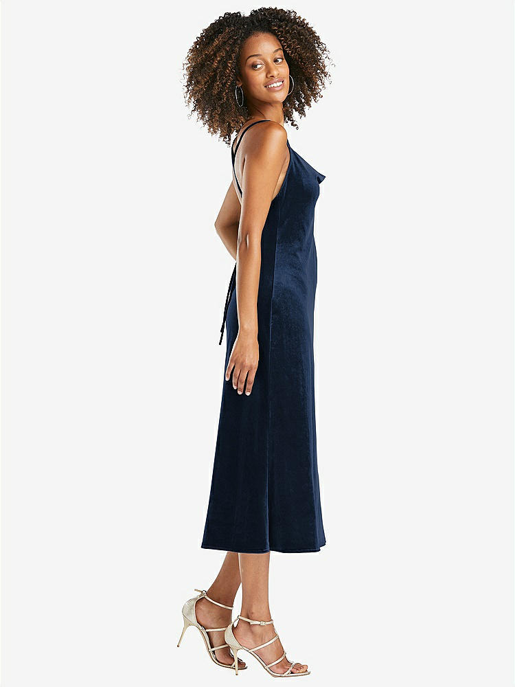 【NEW】【STYLE: LB020】カウルネック コンバーチブル ベルベット ミディ スリップ ドレス - イサ【COLOR: Midnight Navy】【SIZE: 00-30W】