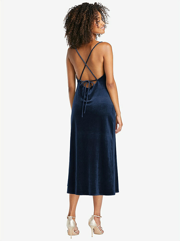 【NEW】【STYLE: LB020】カウルネック コンバーチブル ベルベット ミディ スリップ ドレス - イサ【COLOR: Midnight Navy】【SIZE: 00-30W】