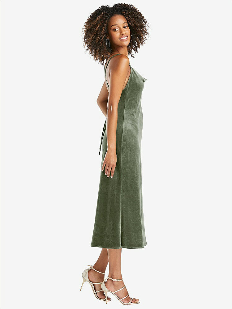 【STYLE: LB020】Cowl-Neck Convertible Velvet Midi Slip Dress - Isa【COLOR: Sage】