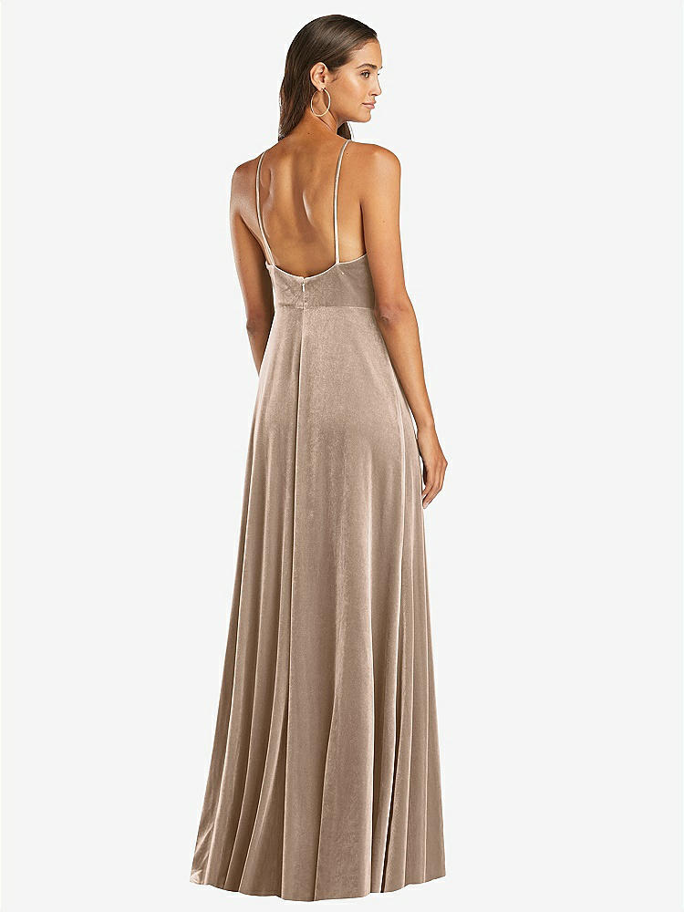 【STYLE: LB021】Velvet Halter Maxi Dress with Front Slit - Harper【COLOR: Topaz】