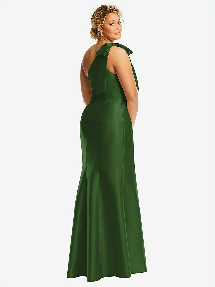 【STYLE: D794】Bow One-Shoulder Satin Trumpet Gown【COLOR: Celtic】