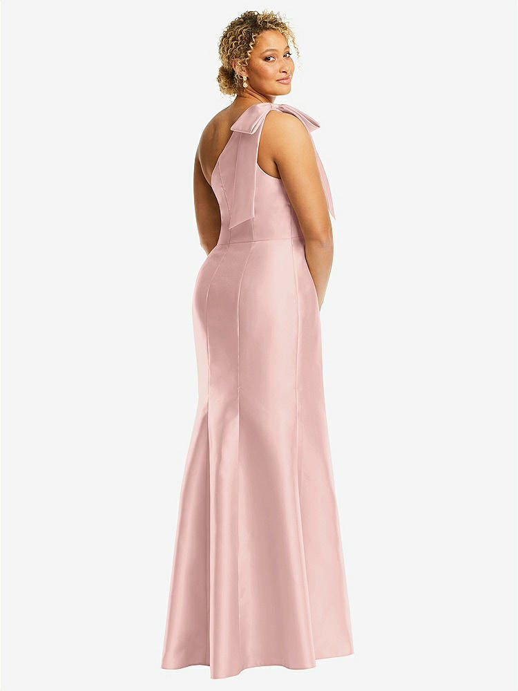 【STYLE: D794】Bow One-Shoulder Satin Trumpet Gown【COLOR: Rose - PANTONE Rose Quartz】