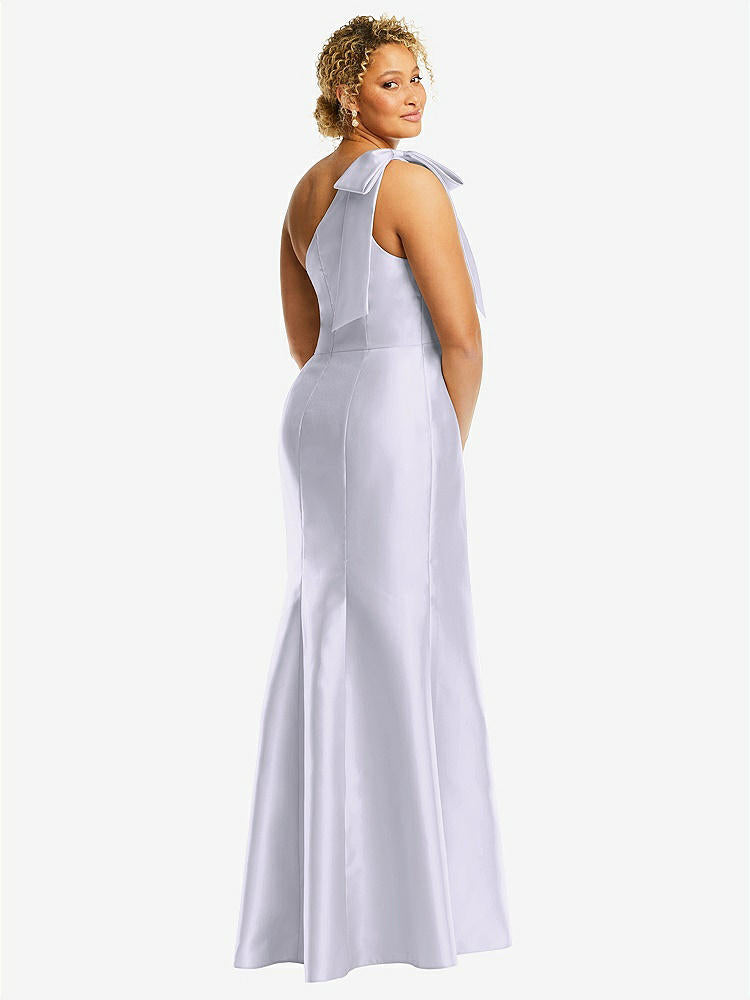 【STYLE: D794】Bow One-Shoulder Satin Trumpet Gown【COLOR: Silver Dove】