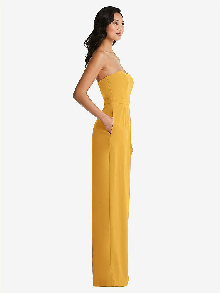 【STYLE: 6833】Strapless Pleated Front Jumpsuit with Pockets【COLOR: NYC Yellow】