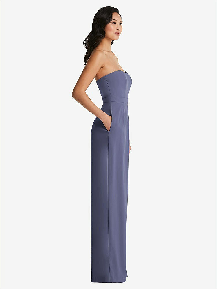 【NEW】【STYLE: 6833】ストラップレス プリーツ フロント ジャンプスーツ ポケット付き【COLOR: French Blue】【SIZE: 00-30W】