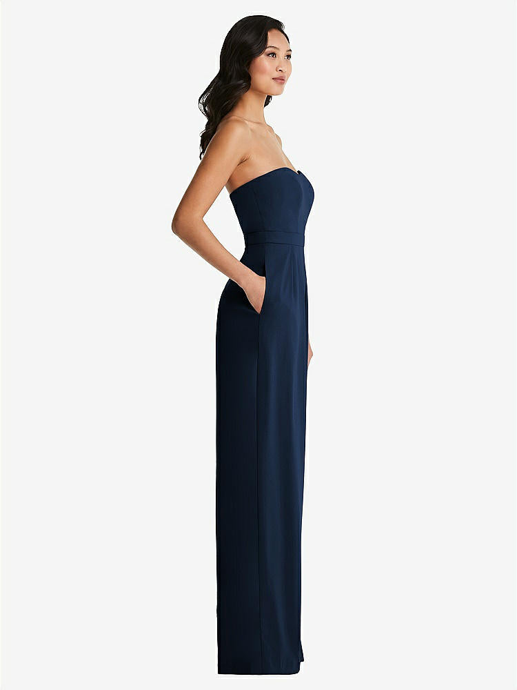 【NEW】【STYLE: 6833】ストラップレス プリーツ フロント ジャンプスーツ ポケット付き【COLOR: Midnight Navy】【SIZE: 00-30W】