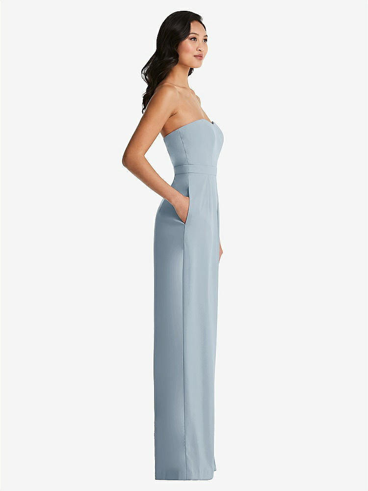 【NEW】【STYLE: 6833】ストラップレス プリーツ フロント ジャンプスーツ ポケット付き【COLOR: Mist】【SIZE: 00-30W】
